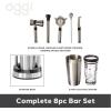 imageOGGI Compact Stainless Steel 8Piece Bar Tool Set Bartender Kit w Stand Stainless Steel Cocktail Set Ideal Bar Accessories Barware Set is Perfect for Bar Cart or Home Bar
