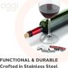 imageOGGI Lever Action Corkscrew Wine Bottle Opener Manual Handheld Corkscrew with Lever Pump Standing Design Nonstick Worm ampamp Easy NoTwist Cork Removal  BlackStainless SteelStainless Steel