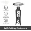 imageOGGI Lever Action Corkscrew Wine Bottle Opener Manual Handheld Corkscrew with Lever Pump Standing Design Nonstick Worm ampamp Easy NoTwist Cork Removal  BlackStainless SteelStainless Steel