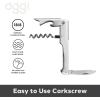imageOGGI Lever Action Corkscrew Wine Bottle Opener Manual Handheld Corkscrew with Lever Pump Standing Design Nonstick Worm ampamp Easy NoTwist Cork Removal  BlackStainless SteelStainless Steel