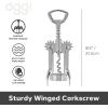 imageOGGI Lever Action Corkscrew Wine Bottle Opener Manual Handheld Corkscrew with Lever Pump Standing Design Nonstick Worm ampamp Easy NoTwist Cork Removal  BlackStainless SteelStainless Steel
