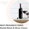 imageOGGI Tshaped Wine Corks 2pc Set Reusable ampamp Low Profile for Wine ampamp Beer Bottles DIY Craft Black SilverStylish Wine Topper