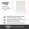 imageOGGI Wooden Cocktail Picks Sticks 20 pcs  Wooden Martini Picks with Colored Balls Reusable Metal Cocktail Skewers Martini Sticks for Olives Appetizers 425quot  11cmCocktail Sticks