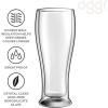 imageOggi Beer Double Wall Insulated Glass Mug Ideal for IPA ale lager stout pilsner Beer Stays Cool Longer Even Outdoors Visually Stunning 14oz  400ml Set of 2Clear