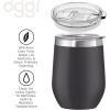 imageOggi Cheers Celebrate Collection Stainless Steel Insulated Wine Tumbler  Gold Sparkle 12oz with clear slider lidBlack