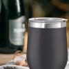 imageOggi Cheers Celebrate Collection Stainless Steel Insulated Wine Tumbler  Gold Sparkle 12oz with clear slider lidBlack