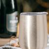 imageOggi Cheers Celebrate Collection Stainless Steel Insulated Wine Tumbler  Gold Sparkle 12oz with clear slider lidGold Sparkle