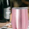 imageOggi Cheers Celebrate Collection Stainless Steel Insulated Wine Tumbler  Gold Sparkle 12oz with clear slider lidPink Sparkle