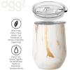 imageOggi Cheers Celebrate Collection Stainless Steel Insulated Wine Tumbler  Gold Sparkle 12oz with clear slider lidWhite Gold Marble