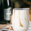 imageOggi Cheers Celebrate Collection Stainless Steel Insulated Wine Tumbler  Gold Sparkle 12oz with clear slider lidWhite Gold Marble