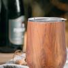 imageOggi Cheers Celebrate Collection Stainless Steel Insulated Wine Tumbler  Gold Sparkle 12oz with clear slider lidWood Grain