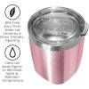 imageOggi Rocks Celebrate Collection Stainless Steel Insulated Tumbler  White Gold Marble 10 oz with clear slider lidPink Sparkle