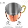 imageOggi Set of 2 Hammered Stainless Steel Moscow Mule Mugs 18oz Copper Plated Moscow Mule Cups wEZGrip Handle Cocktail Cart ampamp Home Bar Accessories Great Kitchen Gifts18 oz Hammered Set of 2