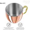 imageOggi Set of 2 Hammered Stainless Steel Moscow Mule Mugs 18oz Copper Plated Moscow Mule Cups wEZGrip Handle Cocktail Cart ampamp Home Bar Accessories Great Kitchen Gifts20 oz Classic Set of2