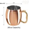 imageOggi Set of 2 Hammered Stainless Steel Moscow Mule Mugs 18oz Copper Plated Moscow Mule Cups wEZGrip Handle Cocktail Cart ampamp Home Bar Accessories Great Kitchen Gifts20 oz Classic Set of2
