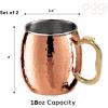 imageOggi Set of 2 Hammered Stainless Steel Moscow Mule Mugs 18oz Copper Plated Moscow Mule Cups wEZGrip Handle Cocktail Cart ampamp Home Bar Accessories Great Kitchen Gifts18 oz Hammered Set of 2