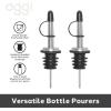 imageOggi Set of 2 Stainless Steel Classic Bottle Pourers with Tapered Spout  Liquor Pourers with Rubber Dust Caps Bar Accessories Bartender Kit Bottle Pour Spout