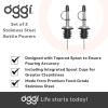 imageOggi Set of 2 Stainless Steel Classic Bottle Pourers with Tapered Spout  Liquor Pourers with Rubber Dust Caps Bar Accessories Bartender Kit Bottle Pour Spout