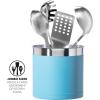 imageOggi Stainless Steel Jumbo Utensil Holder  7quot Utensil Caddy Weighted Base for Stability  Extra Large Utensil Crock and Countertop Utensil Organizer Charcoal 72111Turquoise  7