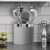 imageOggi Stainless Steel Jumbo Utensil Holder  7quot Utensil Caddy Weighted Base for Stability  Extra Large Utensil Crock and Countertop Utensil Organizer Charcoal 72111Charcoal
