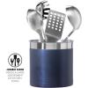 imageOggi Stainless Steel Jumbo Utensil Holder  7quot Utensil Caddy Weighted Base for Stability  Extra Large Utensil Crock and Countertop Utensil Organizer Charcoal 72111Blue  7