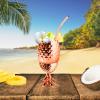 imageOggi Stainless Steel Pineapple Cup with Stand ampamp Lid 12oz Copper Plated Metal Pineapple Bar Accessories for Summer Cocktail Cups Make Great Drinking Gifts