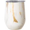 imageOggi Cheers Celebrate Collection Stainless Steel Insulated Wine Tumbler  Gold Sparkle 12oz with clear slider lidWhite Gold Marble