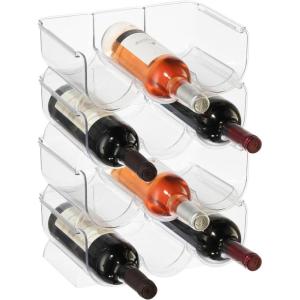 imageOggi 12 Bottle Clear Wine Storage Rack ampamp Water Bottle Rack with Secure Stack Tabs12 Bottle Wine Rack