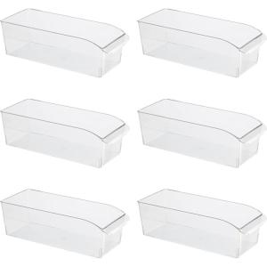 imageOggi 6 Pack of Clear Plastic FridgePantry Bins with Fingergrip Handles 12quot x 775quot x 35quot6Inch Deep Bin set of 6