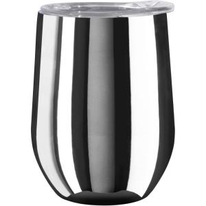 imageOggi Cheers Celebrate Collection Stainless Steel Insulated Wine Tumbler  Gold Sparkle 12oz with clear slider lidSilver Mirror