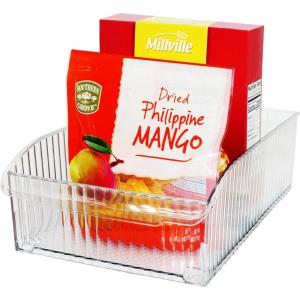 imageOggi Easy Glide Fluted Storage Bin with Wheels  Clear Ideal for Kitchen Organization Pantry Storage Fridge Organizing Cabinet Storage  14x612x8