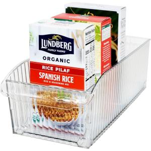 imageOggi Easy Glide Fluted Storage Bin with Wheels  Clear Ideal for Kitchen Organization Pantry Storage Fridge Organizing Cabinet Storage  14x614x6