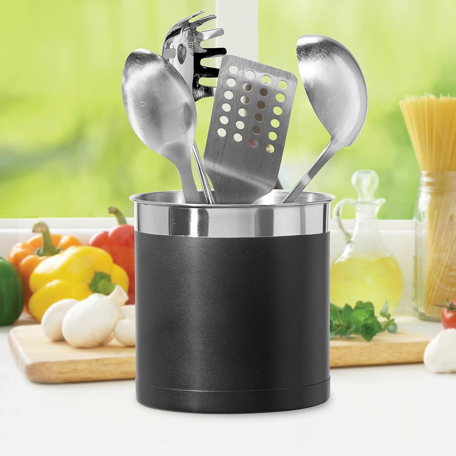 imageOggi Steel Holder Utensil Crock Jumbo Black  7 72113