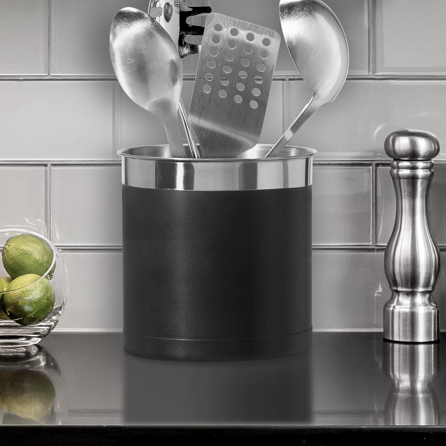 imageOggi Steel Holder Utensil Crock Jumbo Black  7 72113