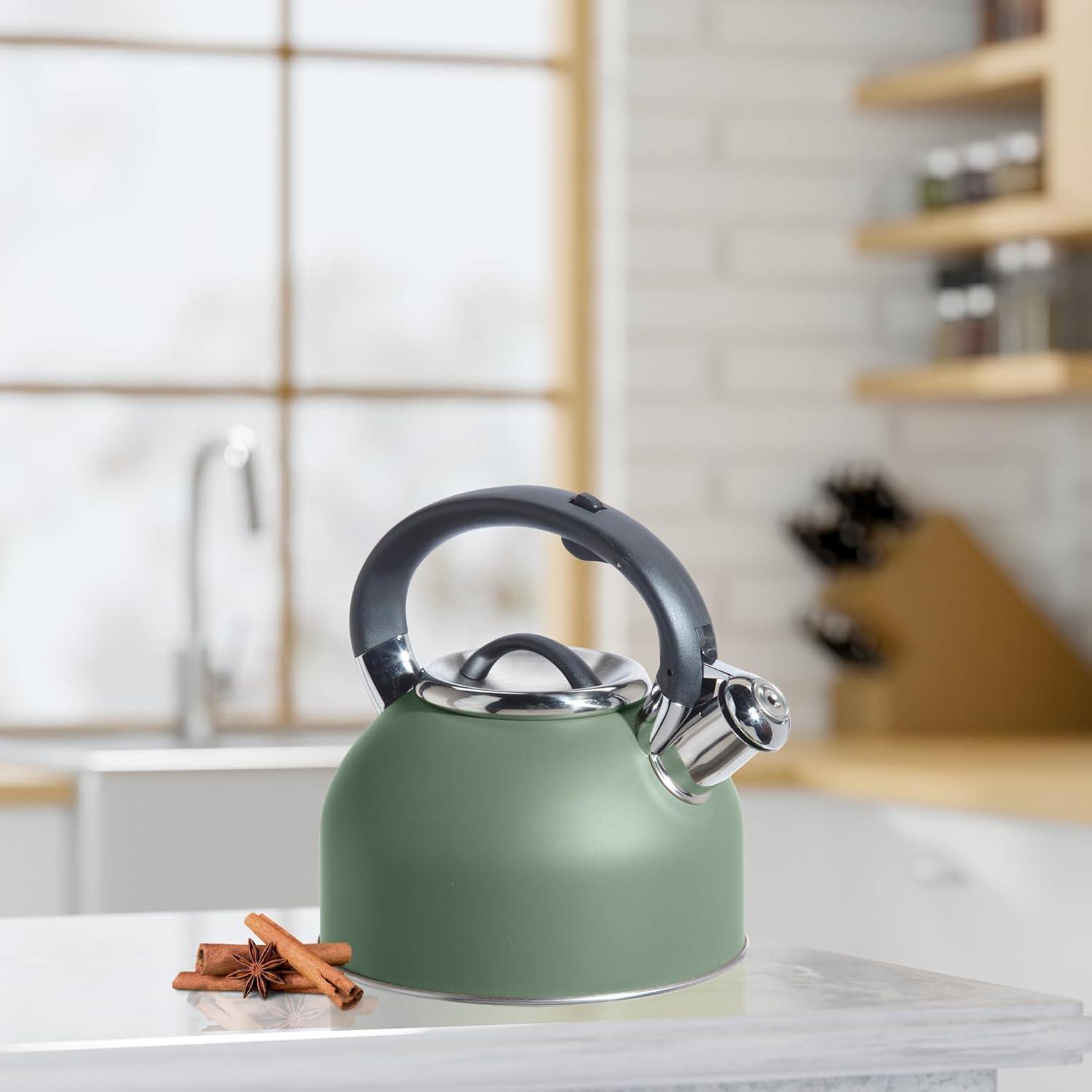imageOGGI Tea Kettle for Stove Top  64oz  19lt Stainless Steel with Loud Whistle Ideal Hot Water Kettle and Water Boiler  Silver MirrorSage