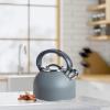 imageOGGI Tea Kettle for Stove Top  64oz  19lt Stainless Steel with Loud Whistle Ideal Hot Water Kettle and Water Boiler  GrayCharcoal