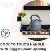imageOGGI Tea Kettle for Stove Top  64oz  19lt Stainless Steel with Loud Whistle Ideal Hot Water Kettle and Water Boiler  GrayCharcoal