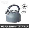 imageOGGI Tea Kettle for Stove Top  64oz  19lt Stainless Steel with Loud Whistle Ideal Hot Water Kettle and Water Boiler  GrayCharcoal