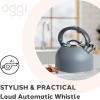 imageOGGI Tea Kettle for Stove Top  64oz  19lt Stainless Steel with Loud Whistle Ideal Hot Water Kettle and Water Boiler  GrayCharcoal