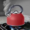 imageOGGI Tea Kettle for Stove Top  64oz  19lt Stainless Steel with Loud Whistle Ideal Hot Water Kettle and Water Boiler  Silver MirrorBrick Red