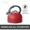 imageOGGI Tea Kettle for Stove Top  64oz  19lt Stainless Steel with Loud Whistle Ideal Hot Water Kettle and Water Boiler  Silver MirrorBrick Red