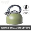 imageOGGI Tea Kettle for Stove Top  64oz  19lt Stainless Steel with Loud Whistle Ideal Hot Water Kettle and Water Boiler  Silver MirrorOlive