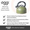 imageOGGI Tea Kettle for Stove Top  64oz  19lt Stainless Steel with Loud Whistle Ideal Hot Water Kettle and Water Boiler  Silver MirrorOlive