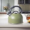 imageOGGI Tea Kettle for Stove Top  64oz  19lt Stainless Steel with Loud Whistle Ideal Hot Water Kettle and Water Boiler  Silver MirrorOlive