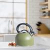 imageOGGI Tea Kettle for Stove Top  64oz  19lt Stainless Steel with Loud Whistle Ideal Hot Water Kettle and Water Boiler  Silver MirrorOlive