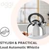 imageOGGI Tea Kettle for Stove Top  64oz  19lt Stainless Steel with Loud Whistle Ideal Hot Water Kettle and Water Boiler  Silver MirrorSilver Mirror
