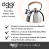 imageOGGI Tea Kettle for Stove Top  85oz  25lt Stainless Steel with Loud Whistle ampamp StayCool Wood Handle Ideal Hot Water Kettle and Water Boiler  Warm GrayStainless Steel