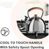 imageOGGI Tea Kettle for Stove Top  85oz  25lt Stainless Steel with Loud Whistle ampamp StayCool Wood Handle Ideal Hot Water Kettle and Water Boiler  Warm GrayStainless Steel
