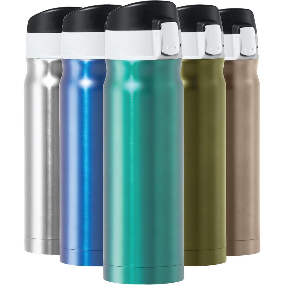 imageOGGI Caliber Stainless Steel Travel Water Bottle Insulated Coffee Mug Metal Water Bottle Sports Bottle Water Flask Travel Bottles 17oz PeacockPeacock