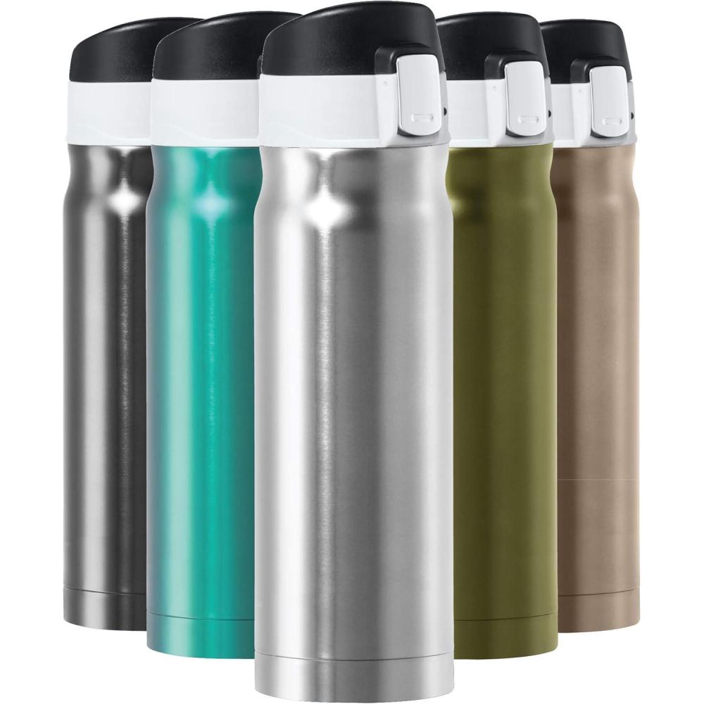 imageOGGI Caliber Stainless Steel Travel Water Bottle Insulated Coffee Mug Metal Water Bottle Sports Bottle Water Flask Travel Bottles 17oz PeacockStainless